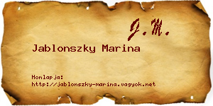 Jablonszky Marina névjegykártya